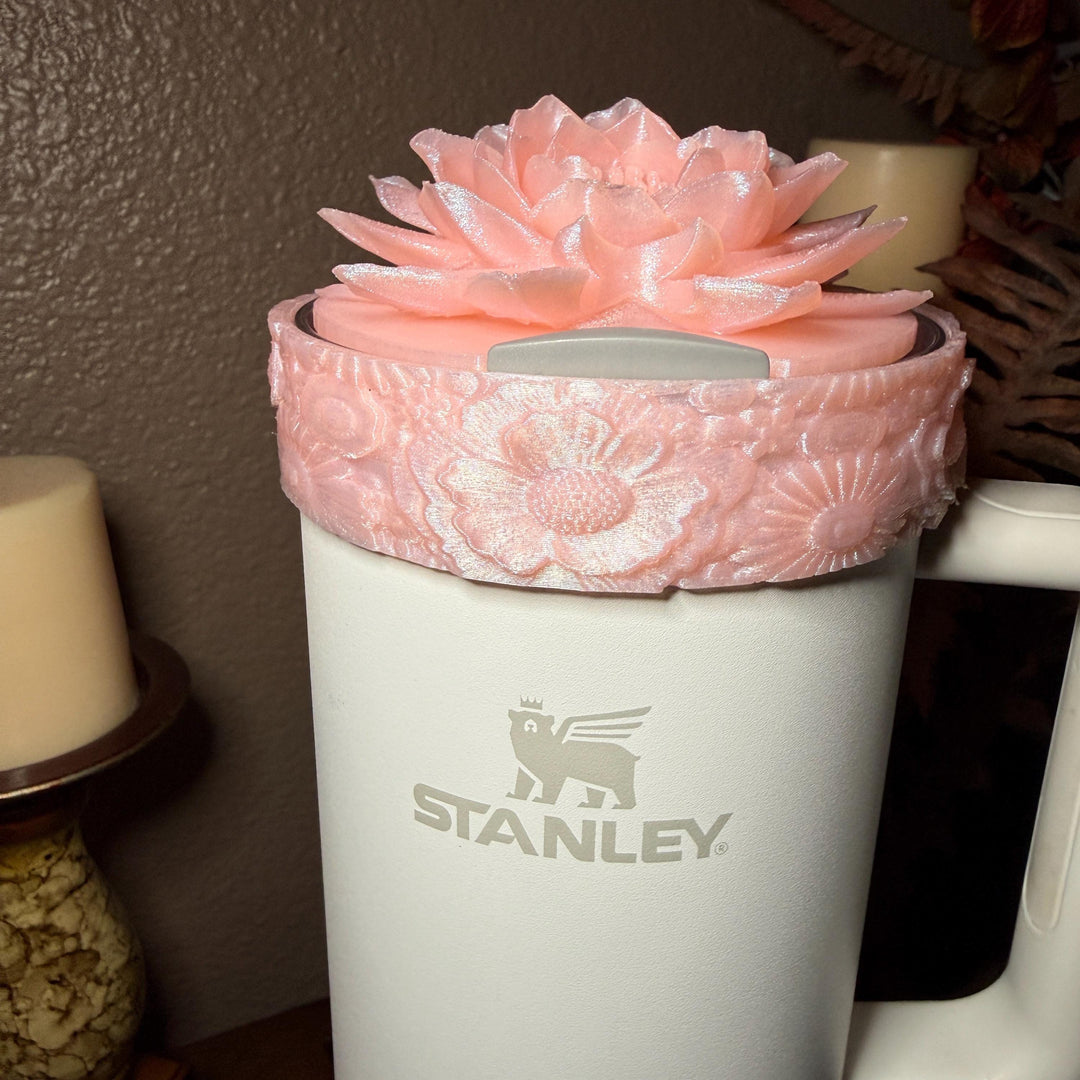 Peach Sorbet Wildflower Floral Fancy Accessory Collection for Stanley tumblers, Unique Gift Hot Seller