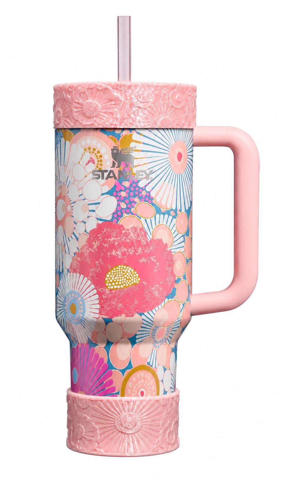 Peach Sorbet Wildflower Floral Fancy Accessory Collection for Stanley tumblers, Unique Gift Hot Seller