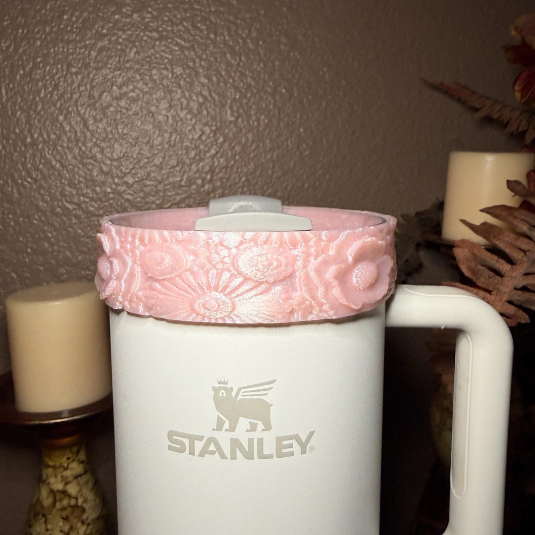 Peach Sorbet Wildflower Floral Fancy Accessory Collection for Stanley tumblers, Unique Gift Hot Seller