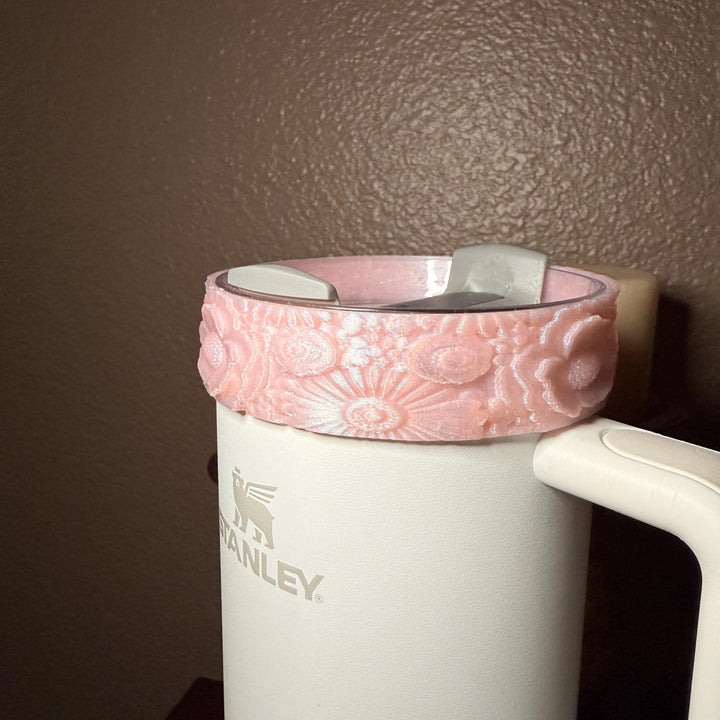 Peach Sorbet Wildflower Floral Fancy Accessory Collection for Stanley tumblers, Unique Gift Hot Seller
