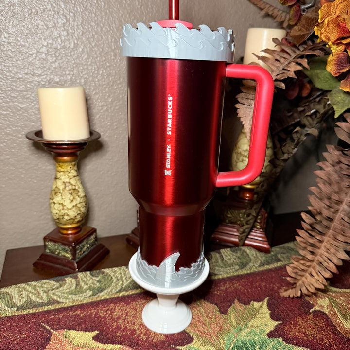 Shark Fin Tumbler Boot, halo or lid collar, fo Shark Week themed cups, Fit's Stanley HydroJug Coldest Tumblers and more, Protective Sleeve