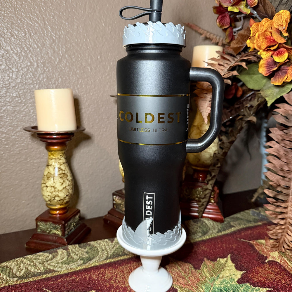Shark Fin Tumbler Boot, halo or lid collar, fo Shark Week themed cups, Fit's Stanley HydroJug Coldest Tumblers and more, Protective Sleeve