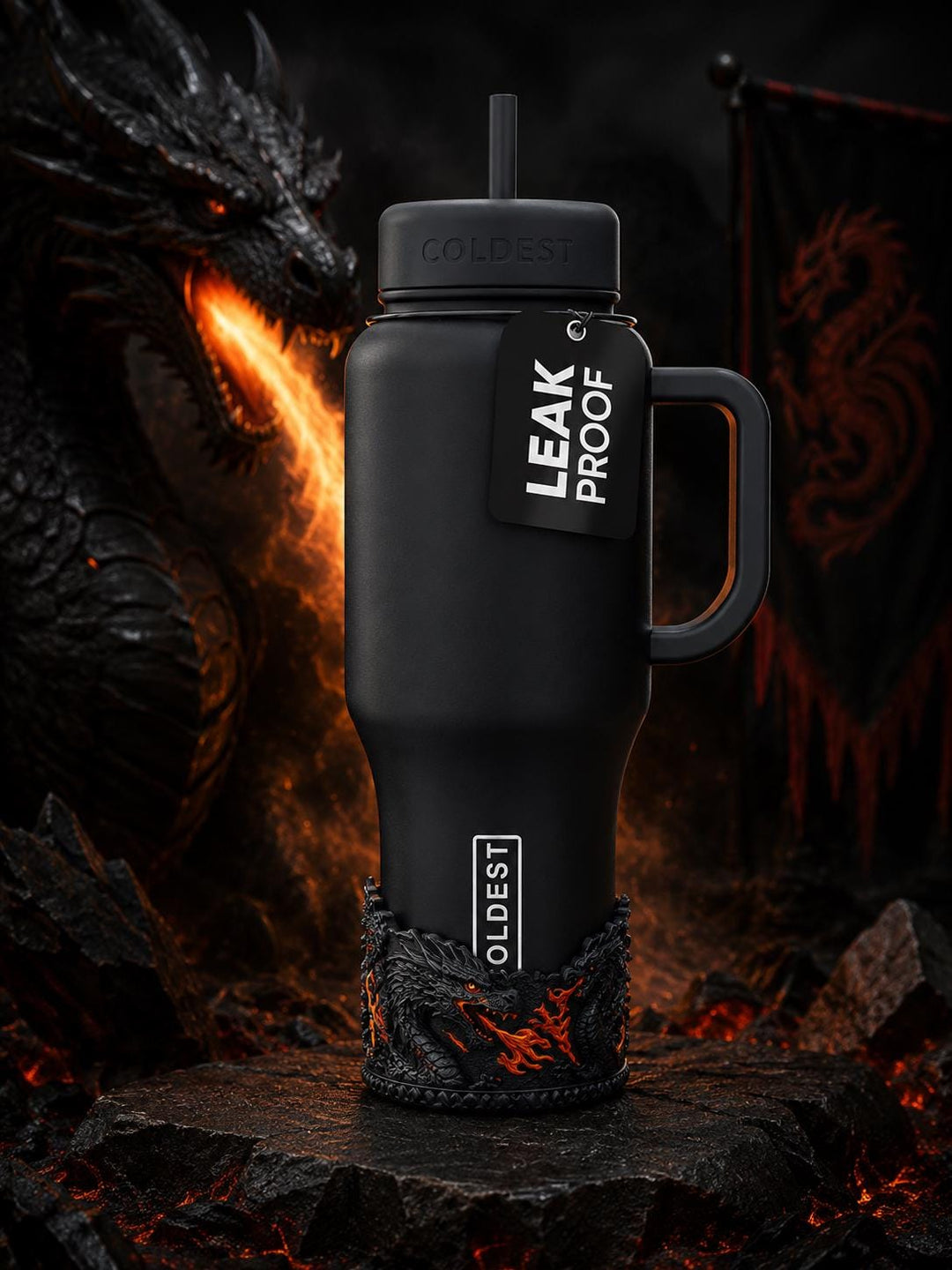 Fire breathing dragon Tumbler Boot, fits your Stanley Coldest or Hydrojug Tumblers, Unique Gift