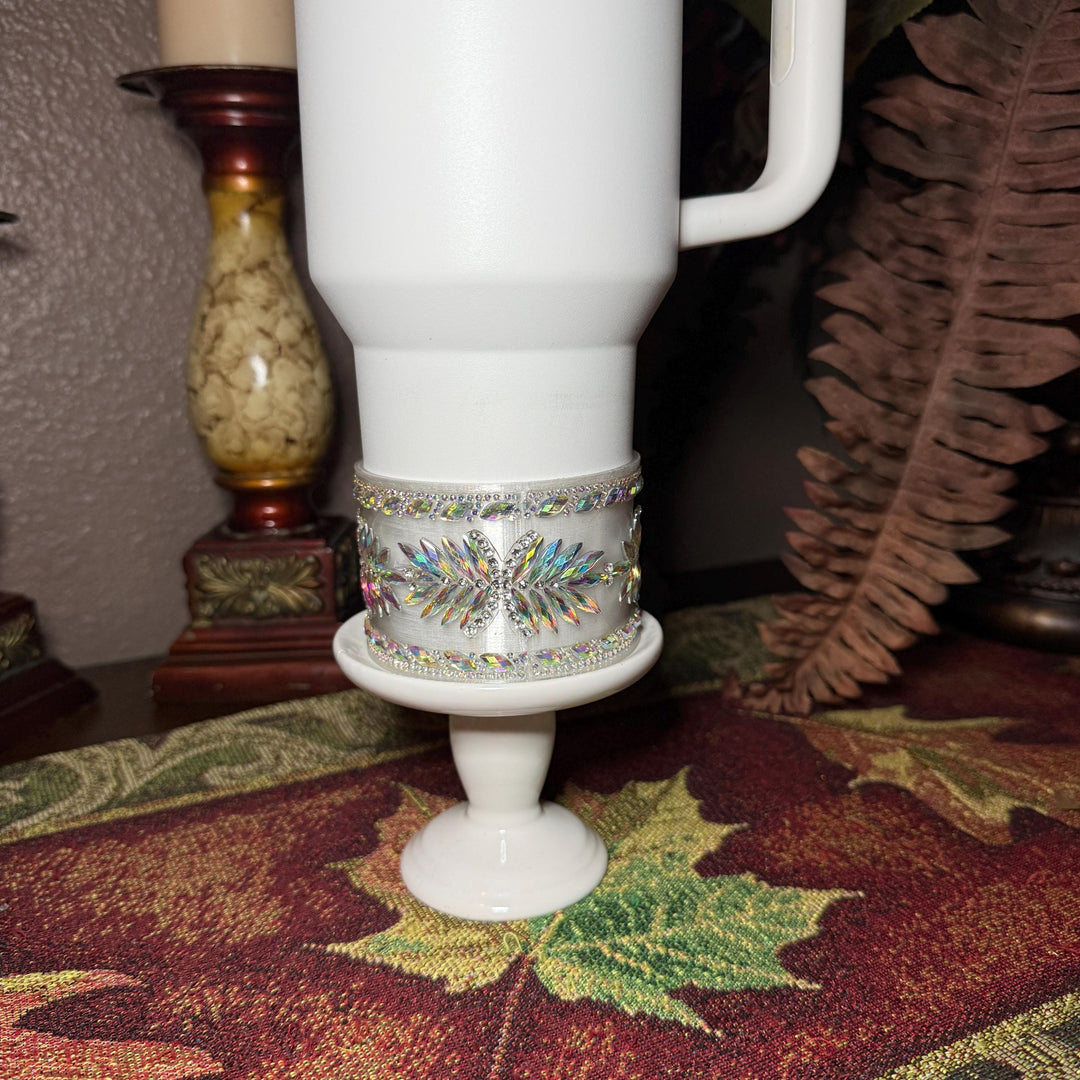 Coldest Flower Flat Fancy Iridescent Rhinestone Tumbler accessories, collar halo boot, fits 36 and 46 oz Coldest tumbler, unique gift