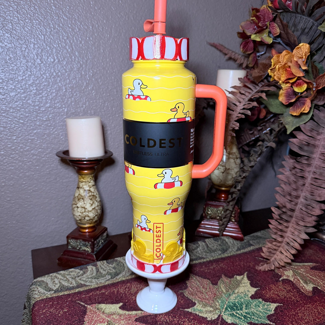 Rubber Duck and Float Tumbler Boot or lid collar, for Coldest Baby Duckies themed cups