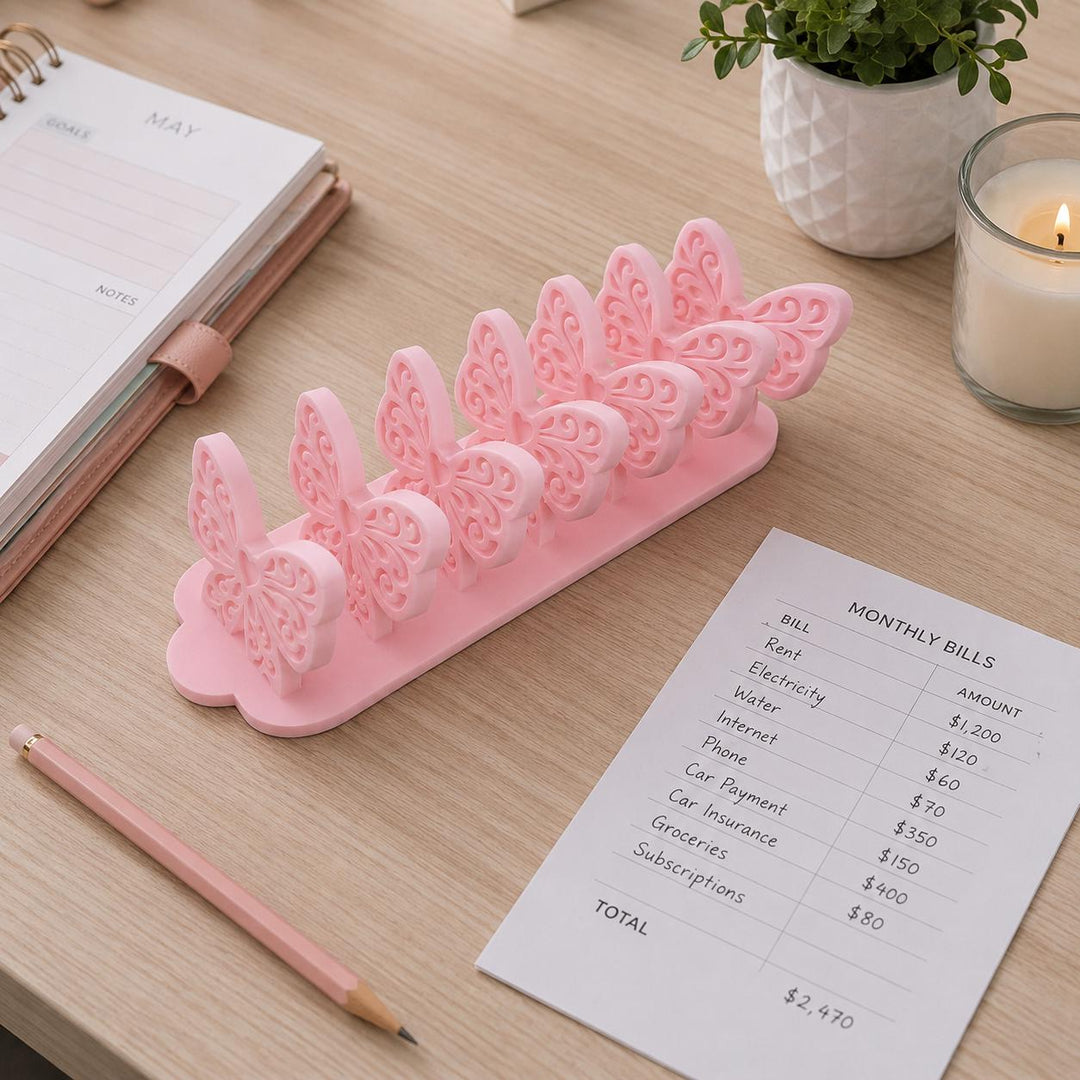 Pink Bow Cash Stuffing Tray, Cash Budget Organizer, Envelope Budgeting Money Sorter, Budgeting Desk Organizer,| 3D Printed Finance Gift