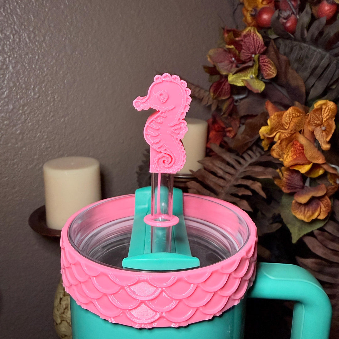 Pink Seahorse and Coral Sea Life Tumbler Boot, Tumbler Boot Sleeve, Fit's Stanley, Coldest and Hydrojug Tumblers, Protective Sleeve