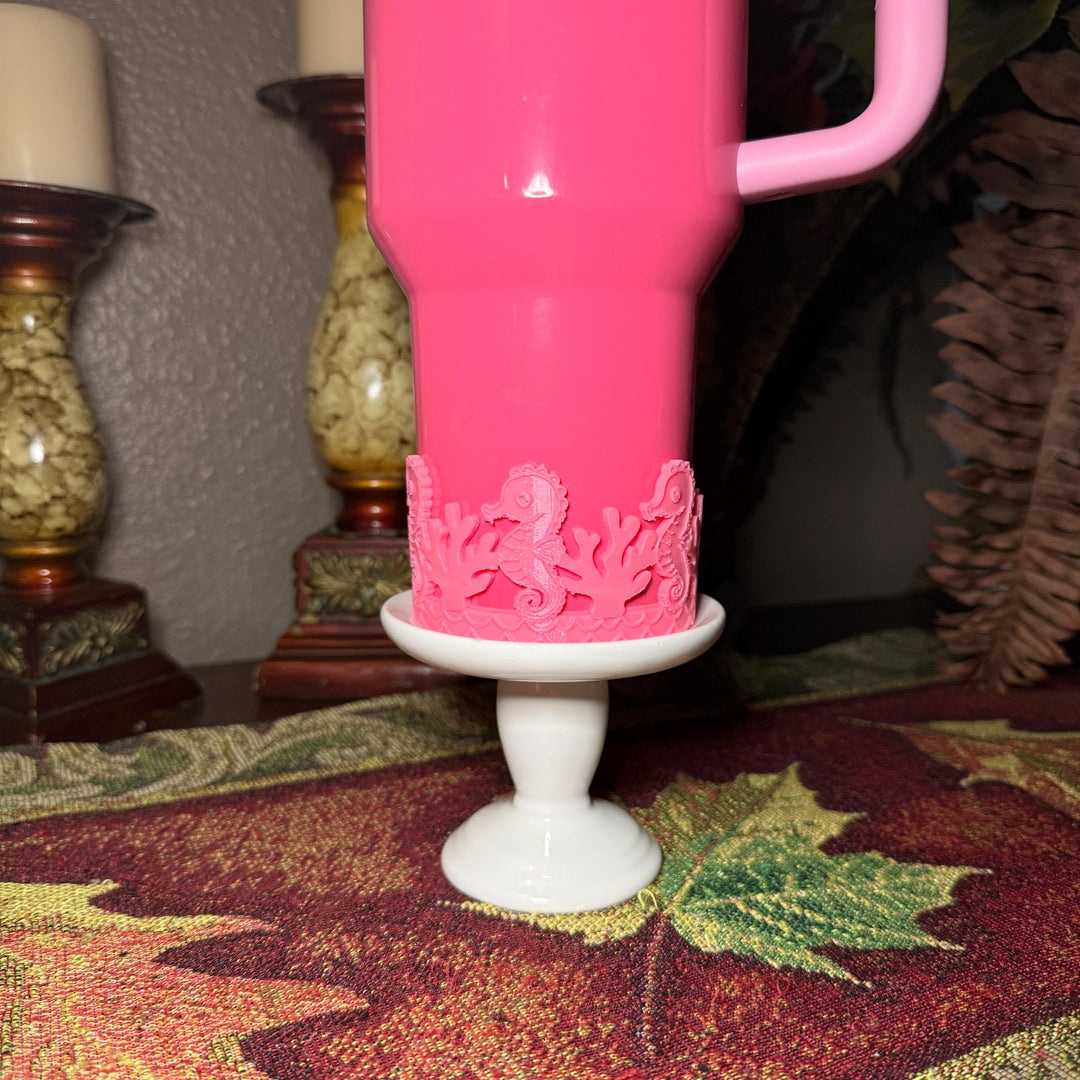 Pink Seahorse and Coral Sea Life Tumbler Boot, Tumbler Boot Sleeve, Fit's Stanley, Coldest and Hydrojug Tumblers, Protective Sleeve