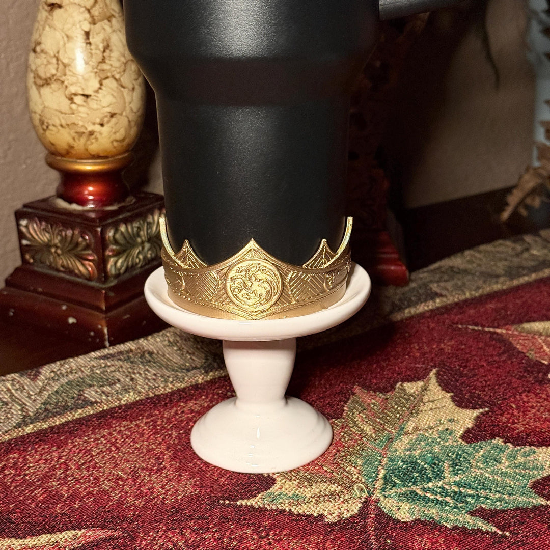 Gold Crown Boot and Halo, HOTD Tumbler Accessories, Fits Stanley, Coldest, Hydrojug and more, unique trending dragon crest gift
