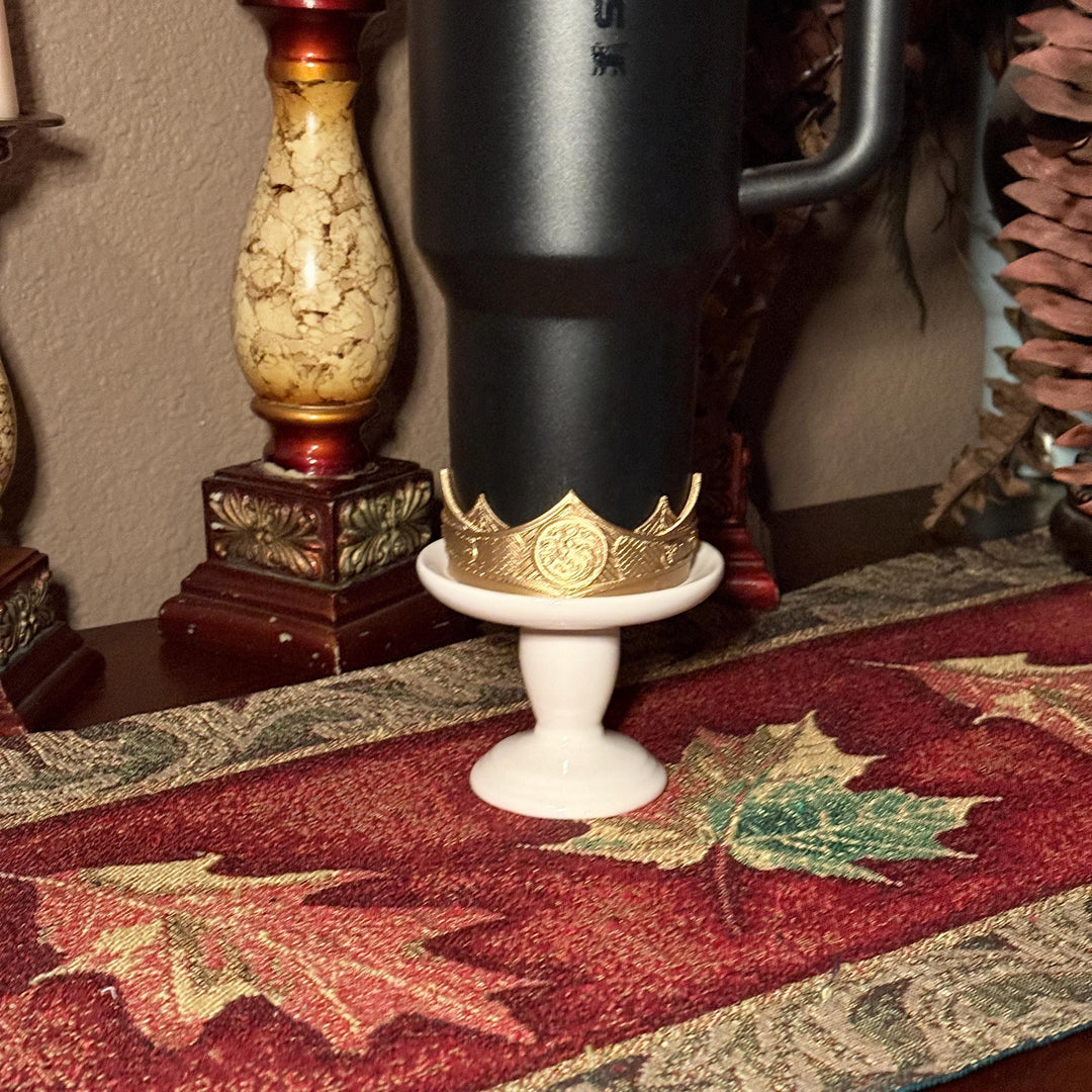 Gold Crown Boot and Halo, HOTD Tumbler Accessories, Fits Stanley, Coldest, Hydrojug and more, unique trending dragon crest gift