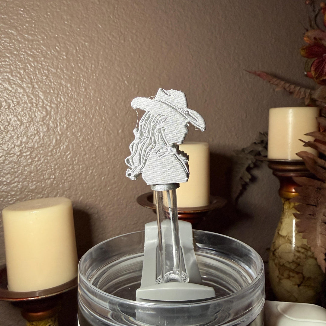 Silver or Gold Cowgirl Hat Tumbler Boot or Straw Topper, Rodeo Cup Sleeve, fits your Stanley and HydroJug Tumblers, Unique Gift