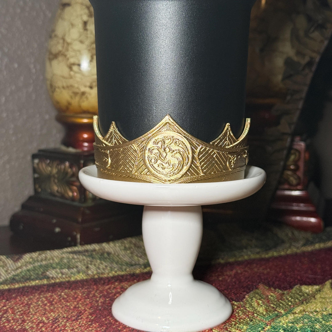 Gold Crown Boot and Halo, HOTD Tumbler Accessories, Fits Stanley, Coldest, Hydrojug and more, unique trending dragon crest gift