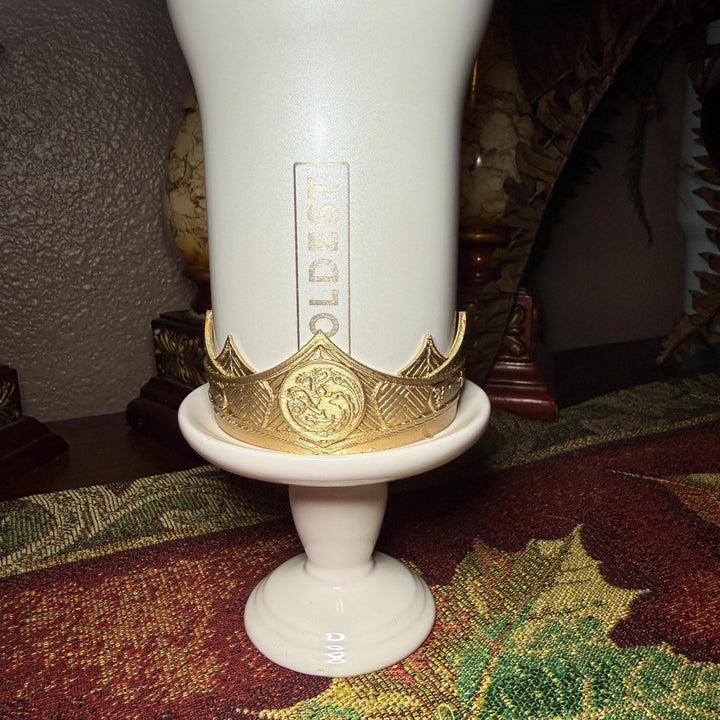 Gold Crown Boot and Halo, HOTD Tumbler Accessories, Fits Stanley, Coldest, Hydrojug and more, unique trending dragon crest gift