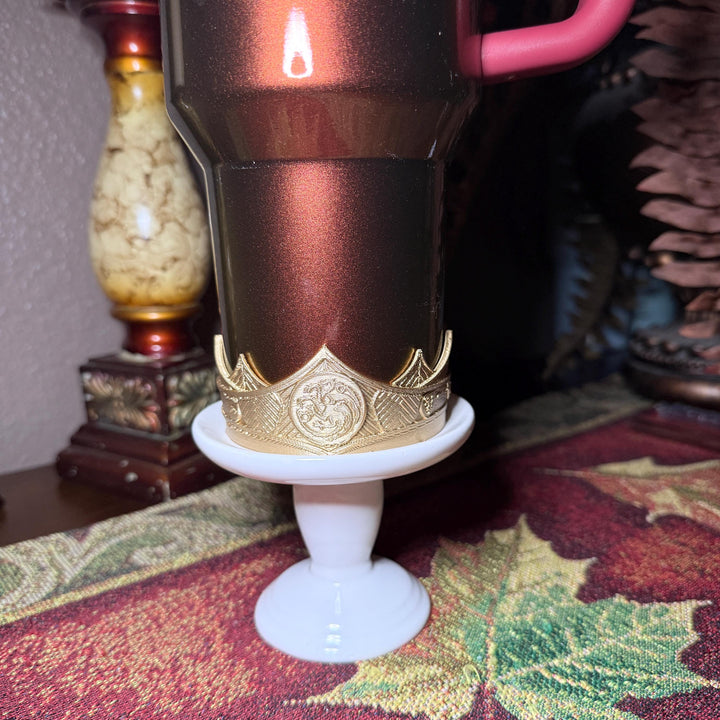 Gold Crown Boot and Halo, HOTD Tumbler Accessories, Fits Stanley, Coldest, Hydrojug and more, unique trending dragon crest gift