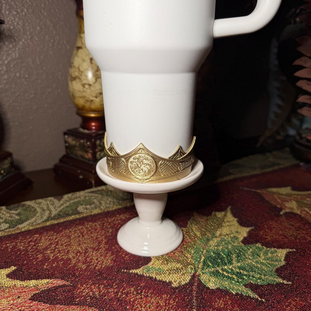 Gold Crown Boot and Halo, HOTD Tumbler Accessories, Fits Stanley, Coldest, Hydrojug and more, unique trending dragon crest gift