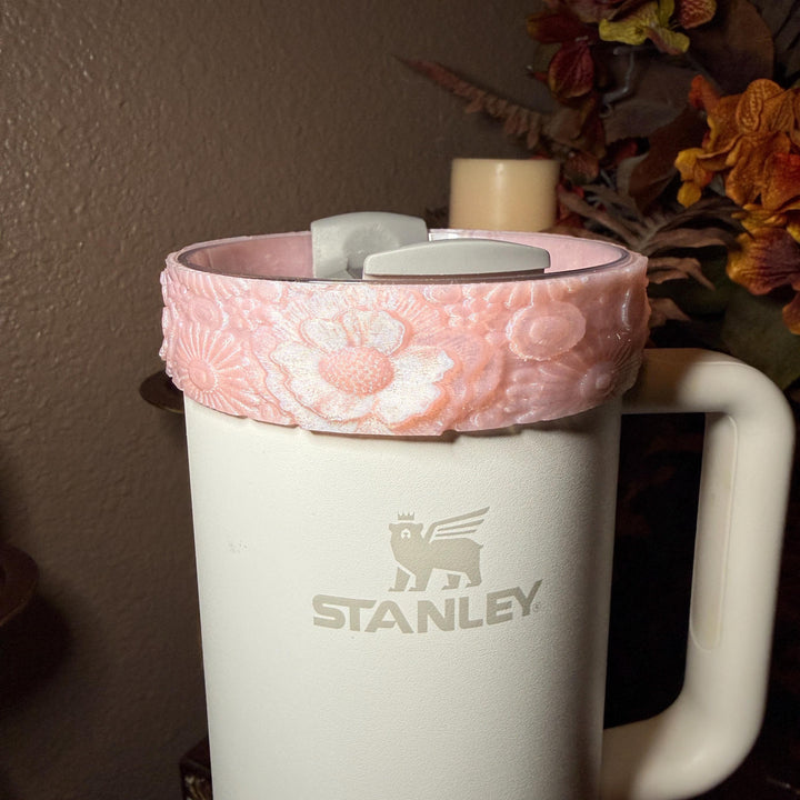 Peach Sorbet Wildflower Floral Fancy Accessory Collection for Stanley tumblers, Unique Gift Hot Seller