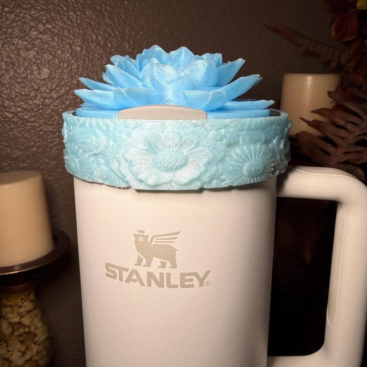 Blue Dream Wildflower Floral Fancy Accessory Collection for Stanley tumblers, Unique Gift Hot Seller