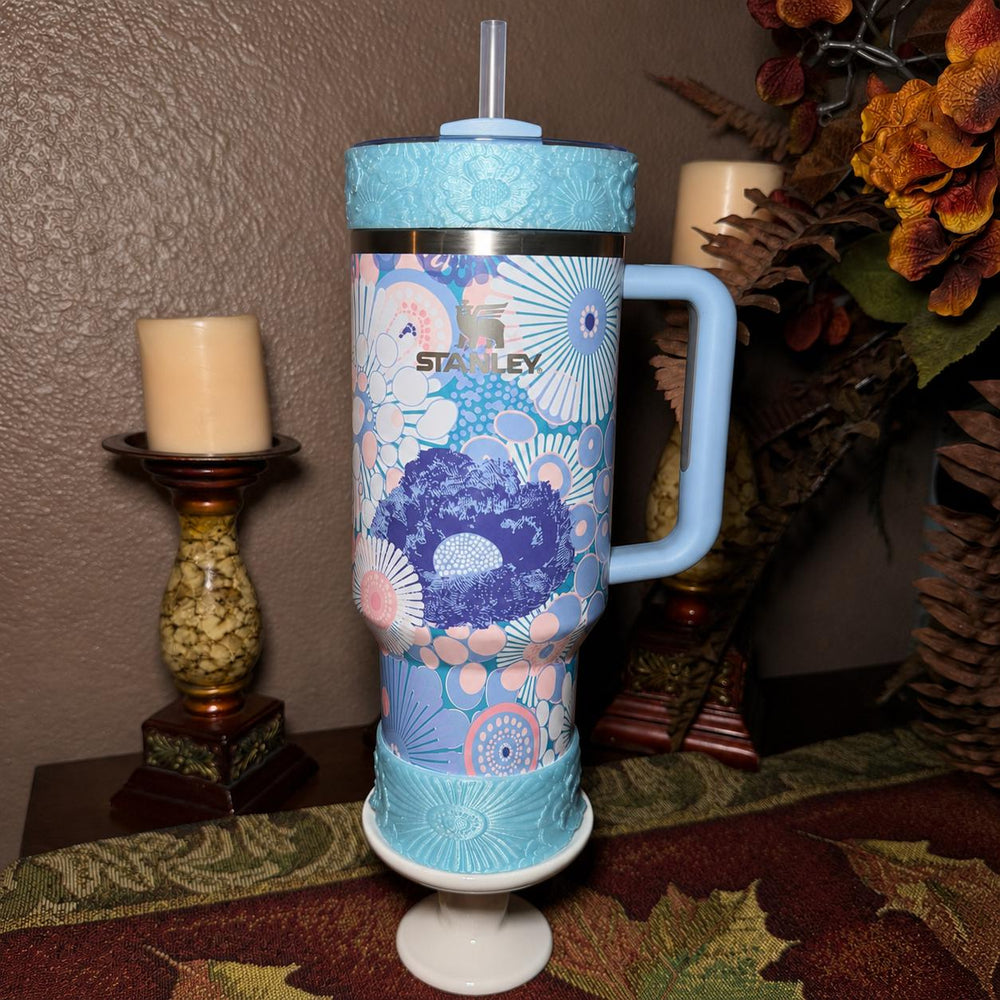Blue Dream Wildflower Floral Fancy Accessory Collection for Stanley tumblers, Unique Gift Hot Seller