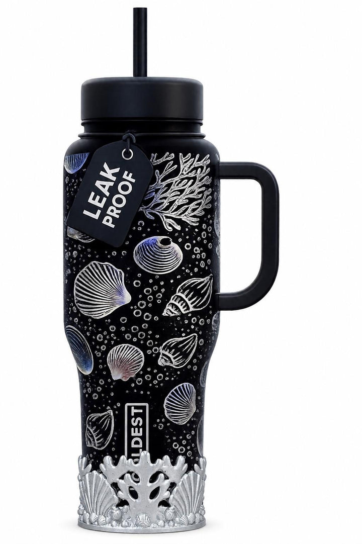 Black Silver Shell or Silver Coral Shell Tumbler Boot, Cup Boot Sleeve, fits your Stanley, Coldest, HydroJug Tumblers, Unique Summer Gift