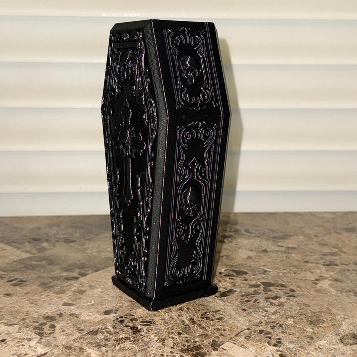 Gothic Coffin Vase | 3D Printed Halloween Floral Vase | Black Coffin Decor | Dark Academia | Gothic Home Decor | Spooky Centerpiece