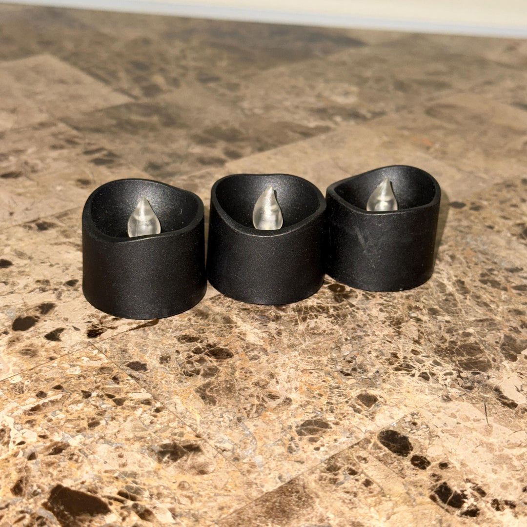 Gothic Black Triple Candlestick Holder, Halloween Dripping Wax Decor, Flameless Display, Spooky Table Centerpiece, Tea lights Included