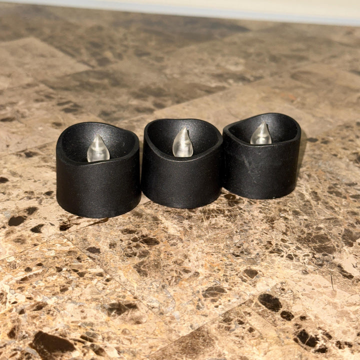 Gothic Black Triple Candlestick Holder, Halloween Dripping Wax Decor, Flameless Display, Spooky Table Centerpiece, Tea lights Included