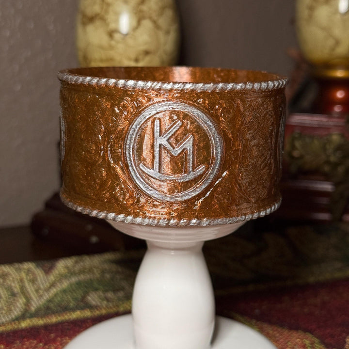 Tooled Leather and Branded Tumbler Boot, Concho Turquoise, Country Gold Horse Rodeo Cup Sleeve, fits Stanley, Coldest and HydroJug Tumblers