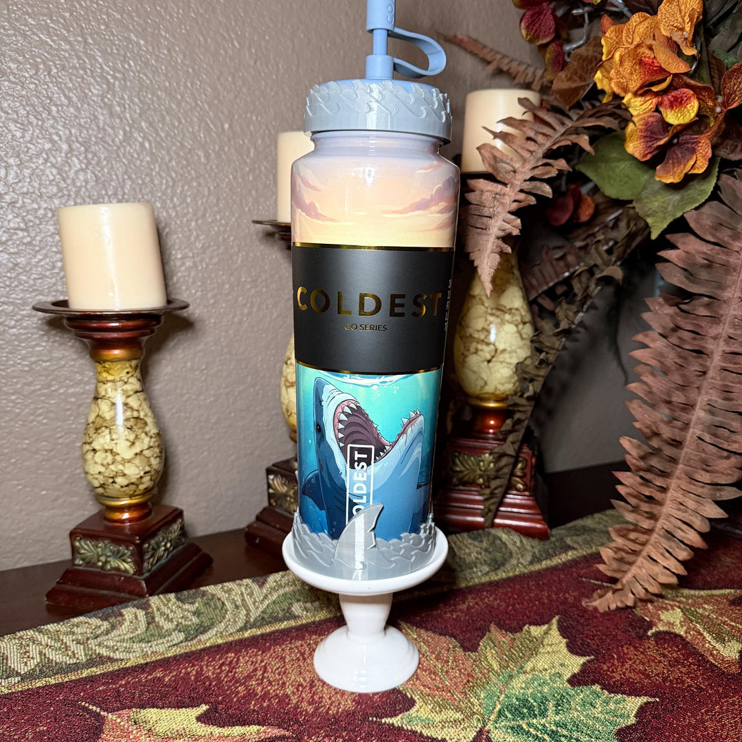 Shark Fin Tumbler Boot, halo or lid collar, fo Shark Week themed cups, Fit's Stanley HydroJug Coldest Tumblers and more, Protective Sleeve