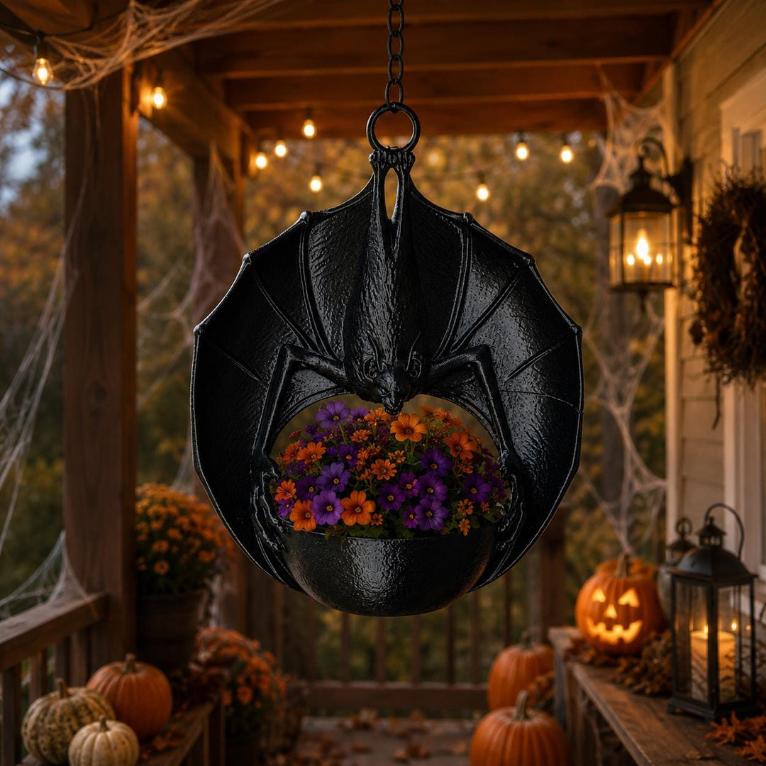 Hanging Bat Planter, Gothic Halloween 3D Printed Bat Flower Pot, Indoor & Outdoor Plant Hanger, Spooky Home Decor, Creepy Dark Aesthetic