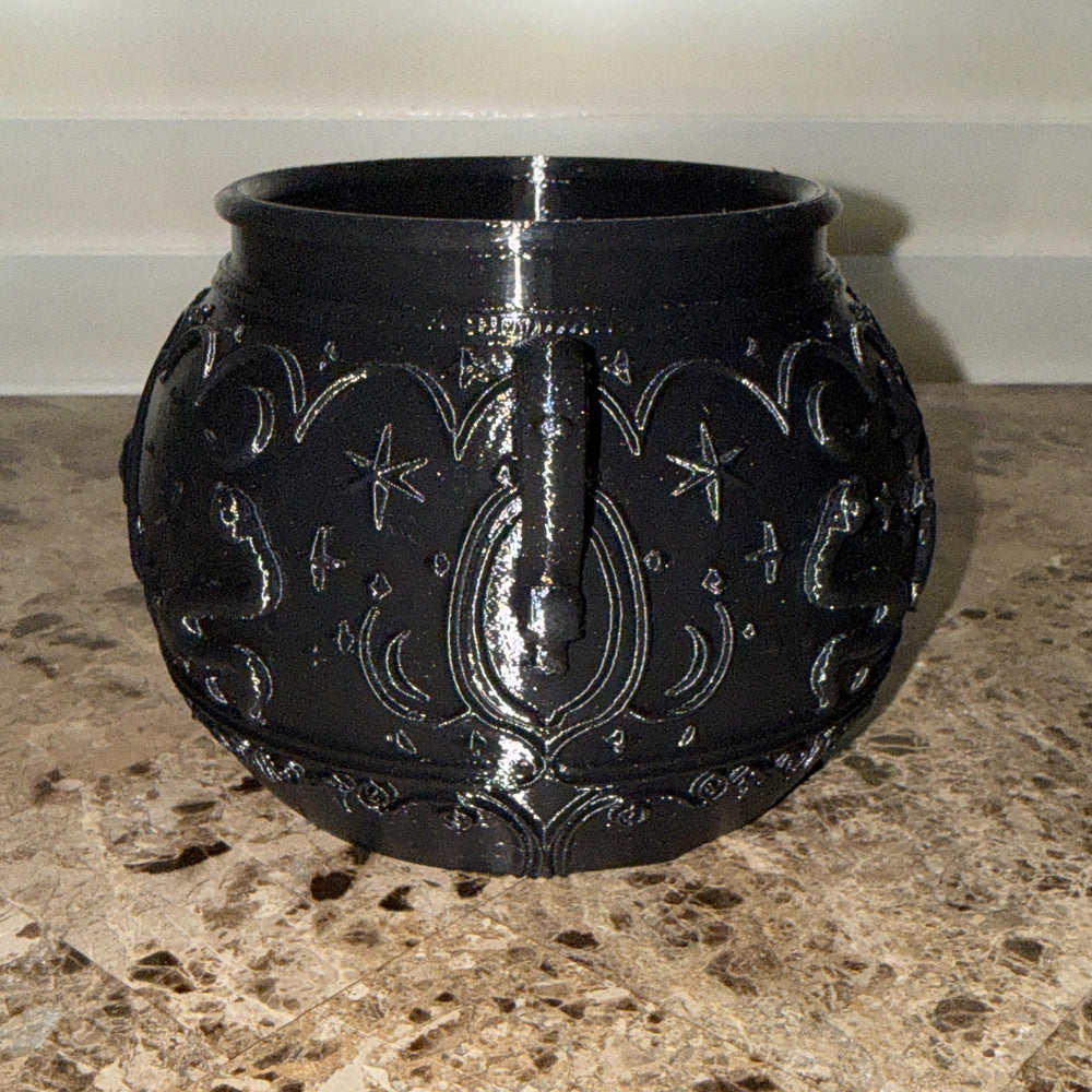 Gothic Cauldron Planter, Black Witchy Vase, All Seeing Eye Decor, Halloween Centerpiece, Occult Altar Bowl, Dark Home Accent