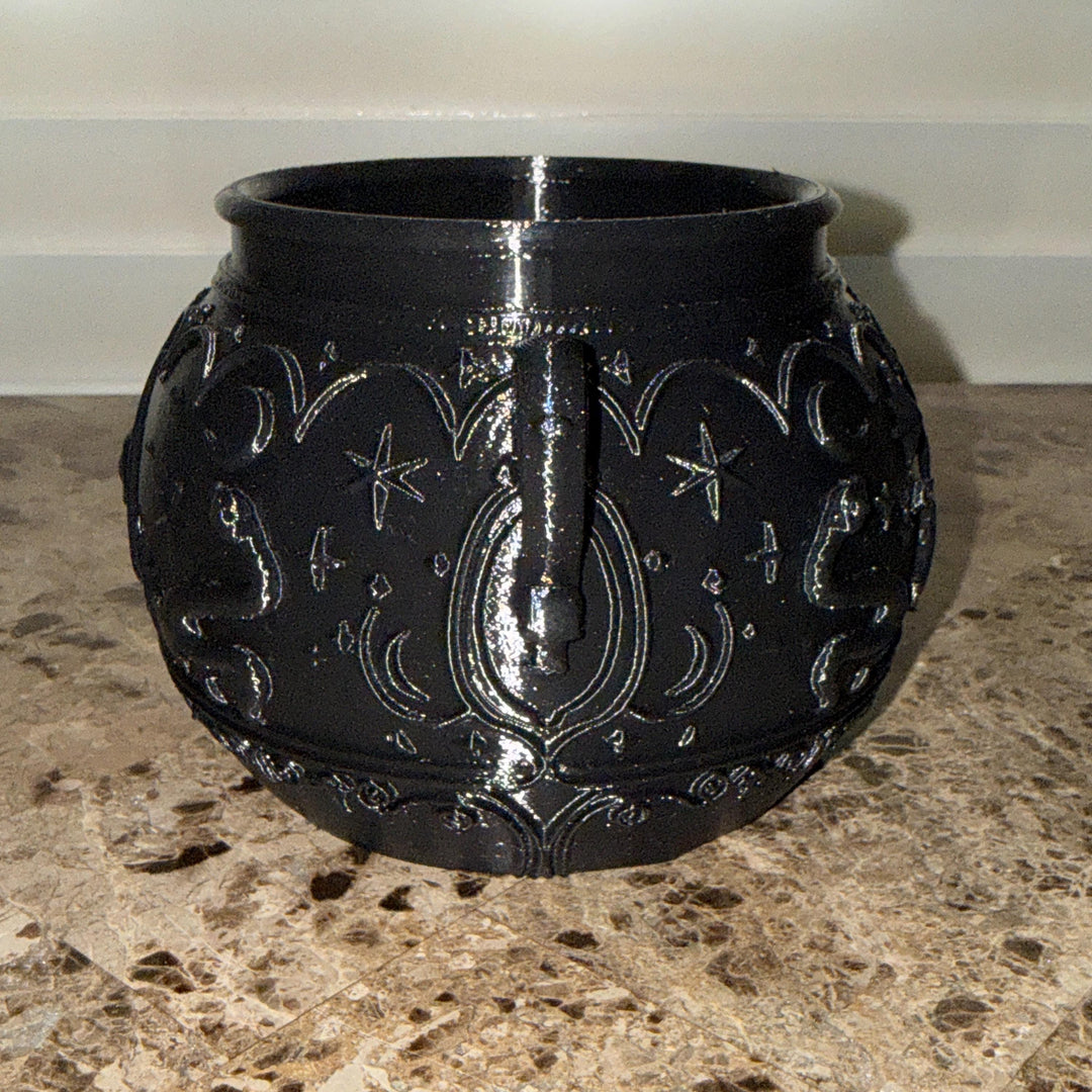 Gothic Cauldron Planter, Black Witchy Vase, All Seeing Eye Decor, Halloween Centerpiece, Occult Altar Bowl, Dark Home Accent