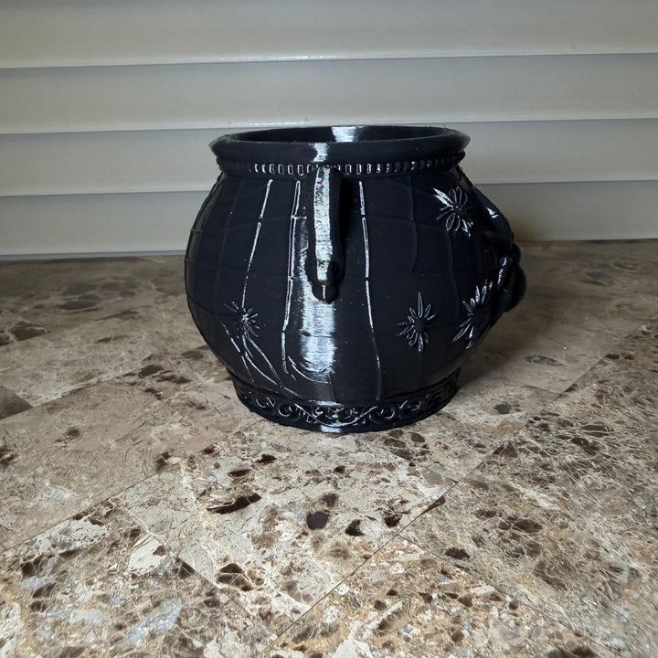 Gothic Spider Web Cauldron, Halloween Cauldron Decor, Black Spider Bowl, Witchy Home Accent, Spooky Gothic Centerpiece
