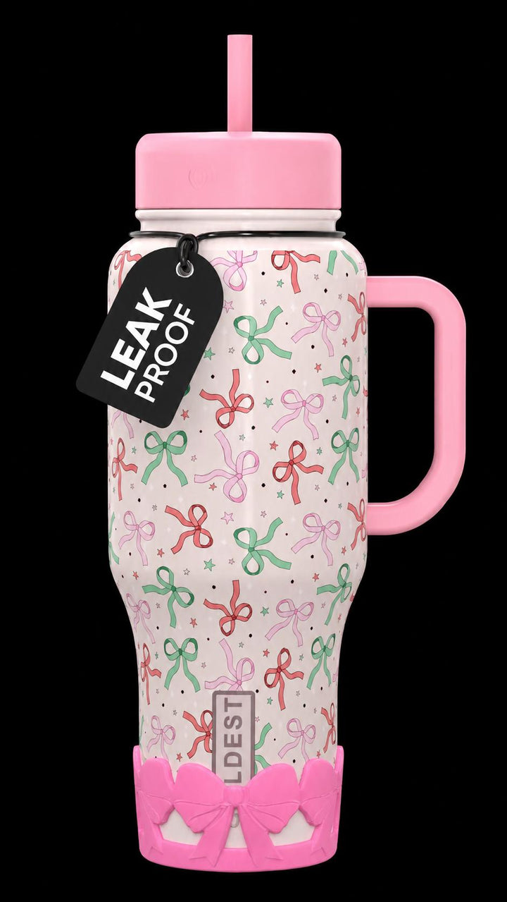 Pink Ribbon Bow Tumbler Boot, Protective Sleeve, Princess Bow, Fit's Stanley, Coldest and HydroJug, Tumbler Accessories, HOT SELLER