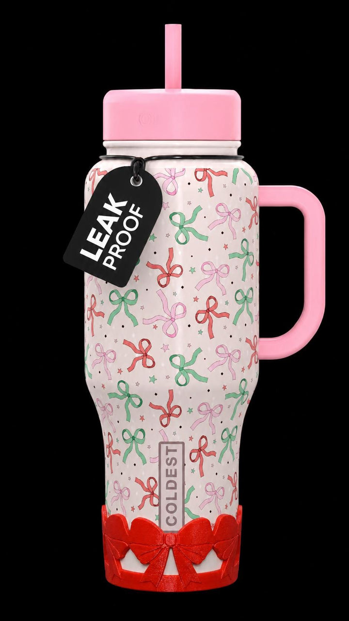 Pink Ribbon Bow Tumbler Boot, Protective Sleeve, Princess Bow, Fit's Stanley, Coldest and HydroJug, Tumbler Accessories, HOT SELLER