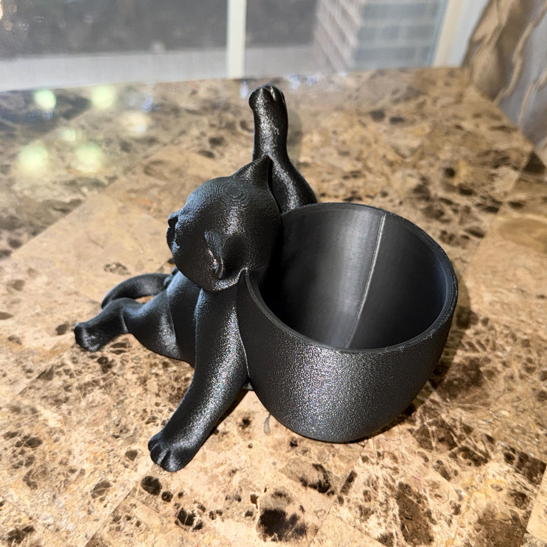 Annoyed Yoga Cat Planter, Funny Cat Succulent Pot, Gothic Black Cat Plant Holder, Quirky Cat Lover Gift, Desk Decor, 3D Printed Planter