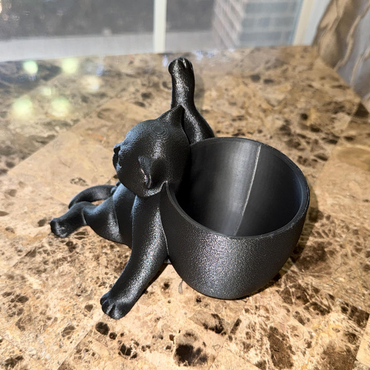 Annoyed Yoga Cat Planter, Funny Cat Succulent Pot, Gothic Black Cat Plant Holder, Quirky Cat Lover Gift, Desk Decor, 3D Printed Planter