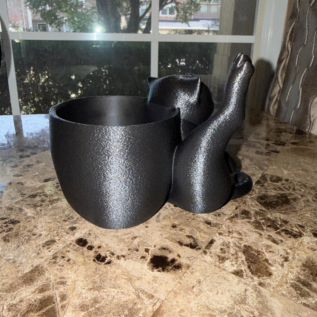 Annoyed Yoga Cat Planter, Funny Cat Succulent Pot, Gothic Black Cat Plant Holder, Quirky Cat Lover Gift, Desk Decor, 3D Printed Planter