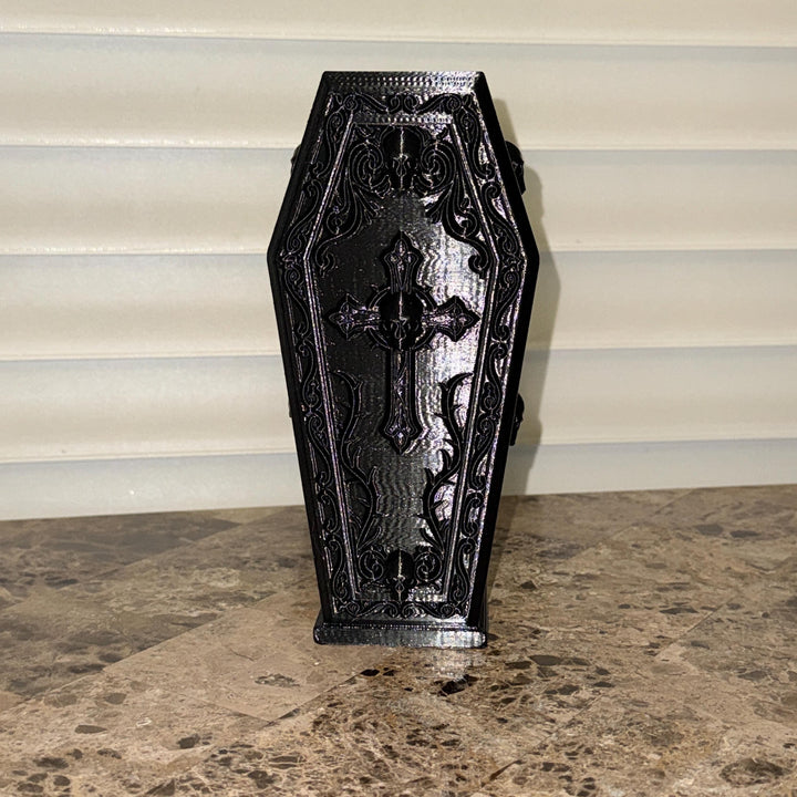 Gothic Coffin Vase | 3D Printed Halloween Floral Vase | Black Coffin Decor | Dark Academia | Gothic Home Decor | Spooky Centerpiece