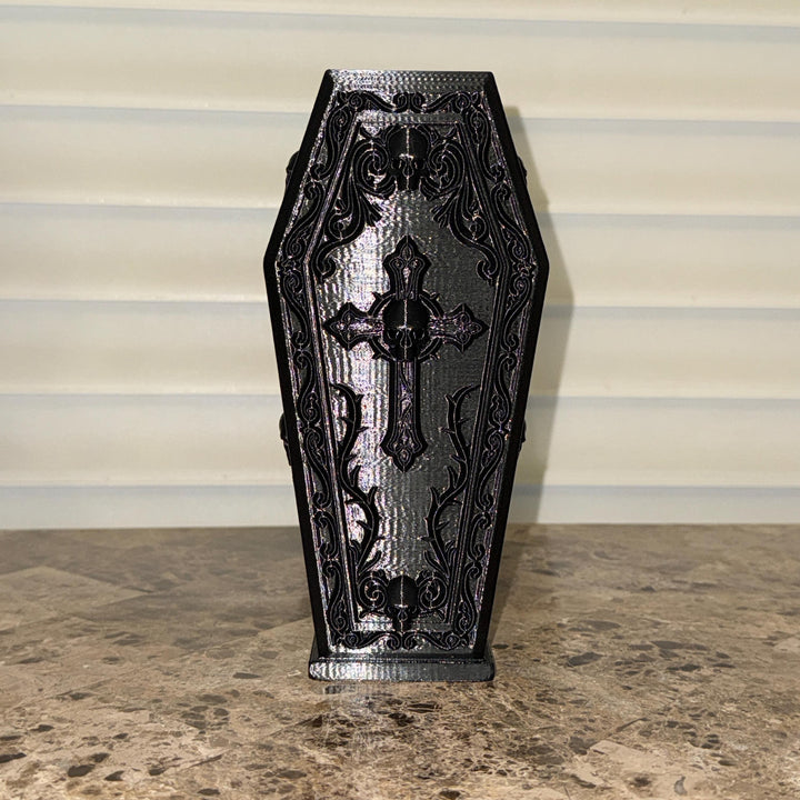 Gothic Coffin Vase | 3D Printed Halloween Floral Vase | Black Coffin Decor | Dark Academia | Gothic Home Decor | Spooky Centerpiece