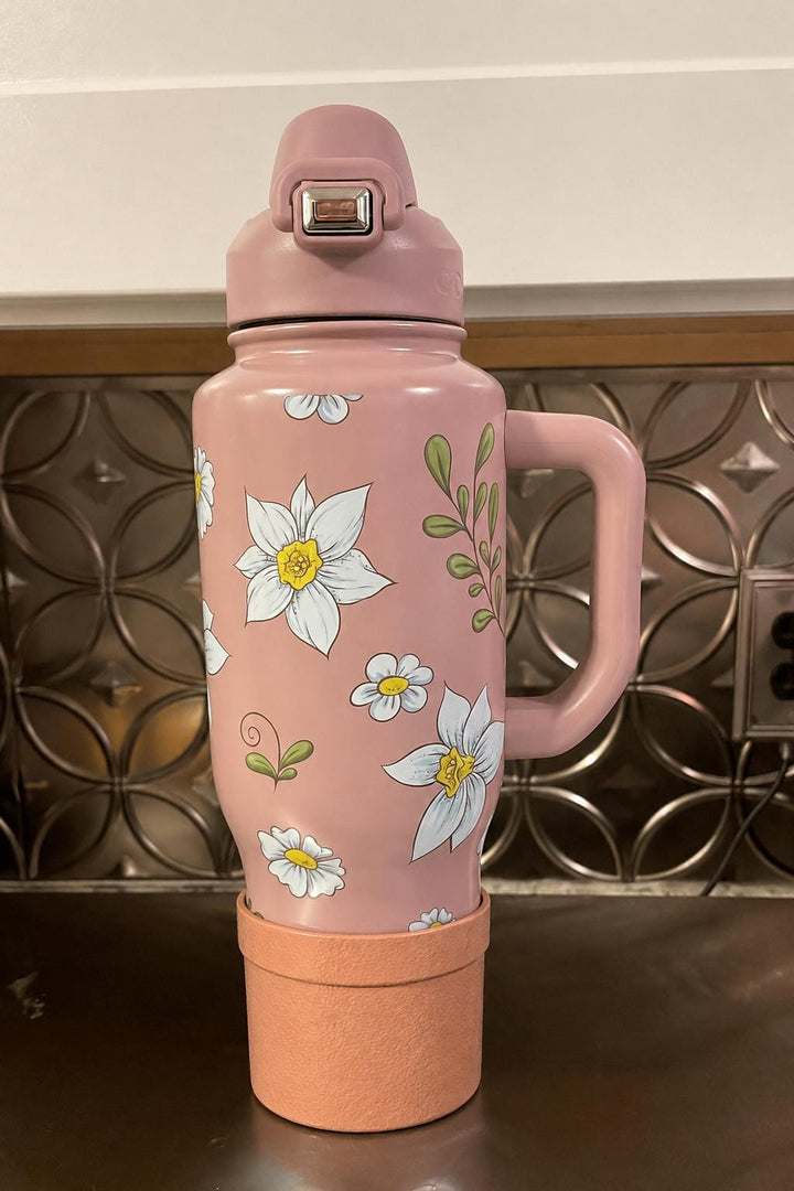Terracotta Pot Tumbler Boot, Soft Meadow, Spring Floral Flower Magnolia Daisy, fits Stanley, Coldest, HydroJug Owala and more.