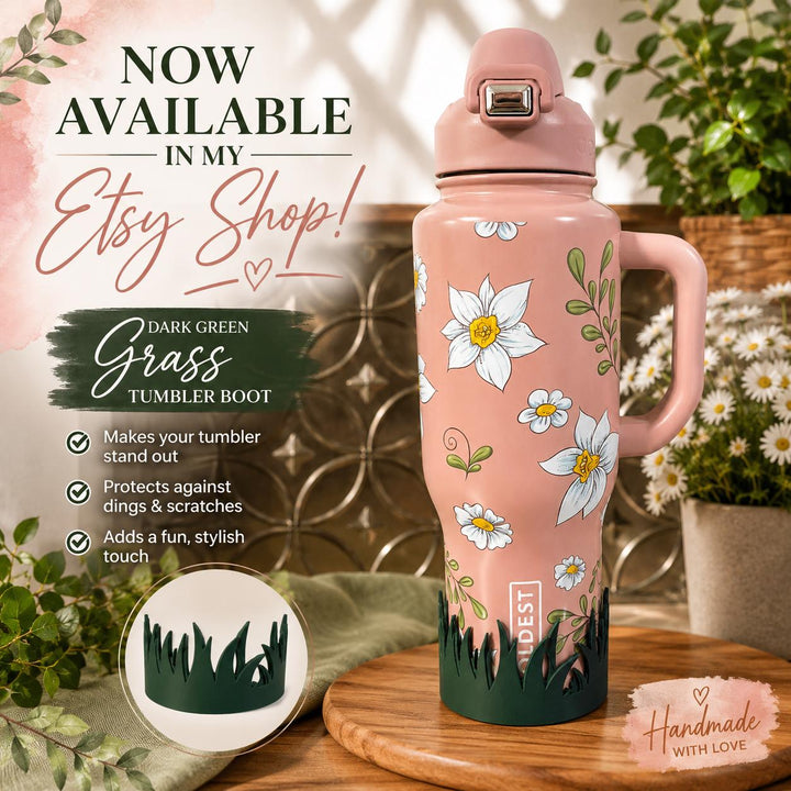 Green Grass Tumbler Boot, Tumbler Boot Sleeve, Easter Floral Spring, Fit's Stanley, coldest Tumblers and more, Protective Sleeve