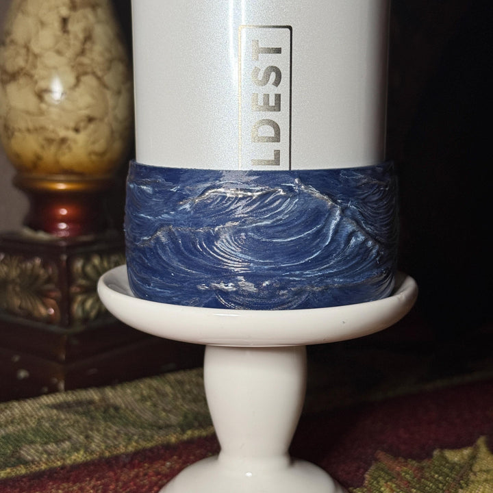 Ship in a Bottle Great Wave Textured Waves Crashing Tumbler Boot, Cup Boot Sleeve, fits your Coldest and Stanley Tumblers, Hand painted