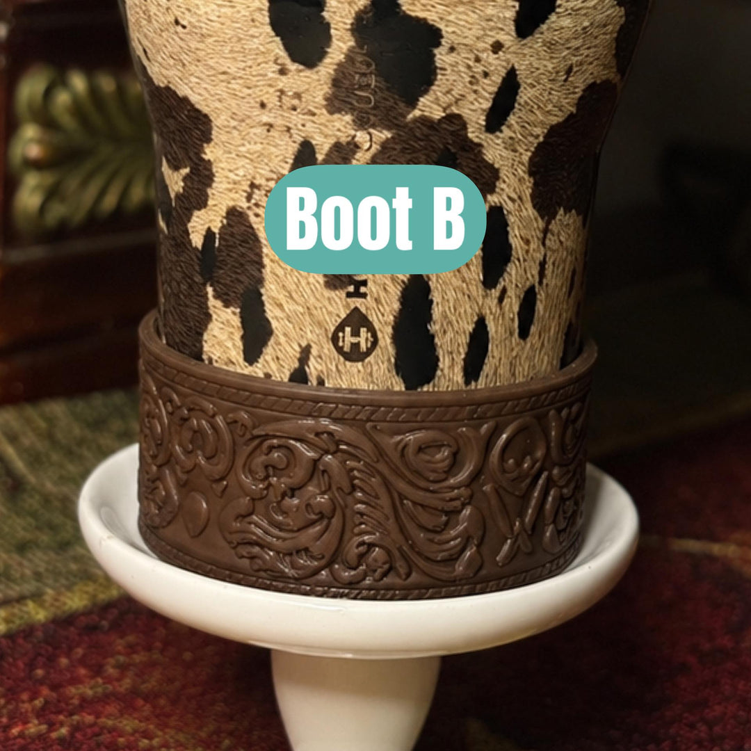 Appoloosa Tooled Leather Tumbler Boot, fits HydroJug, Stanley, and Coldest Tumblers