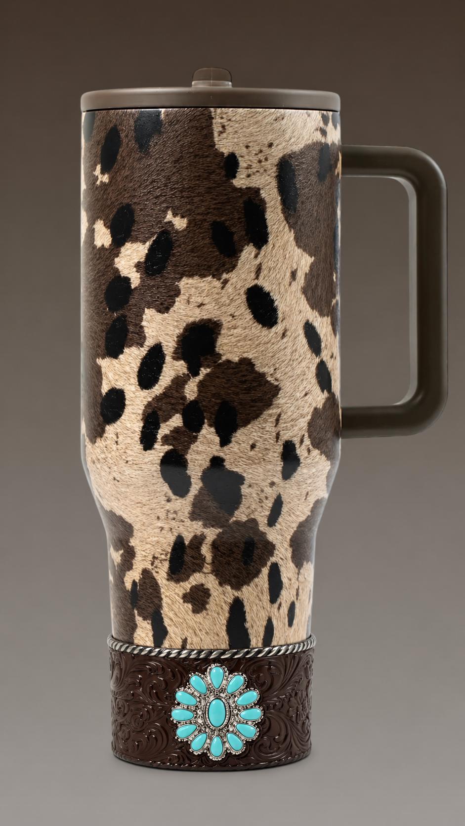 Appoloosa Tooled Leather Tumbler Boot, fits HydroJug, Stanley, and Coldest Tumblers