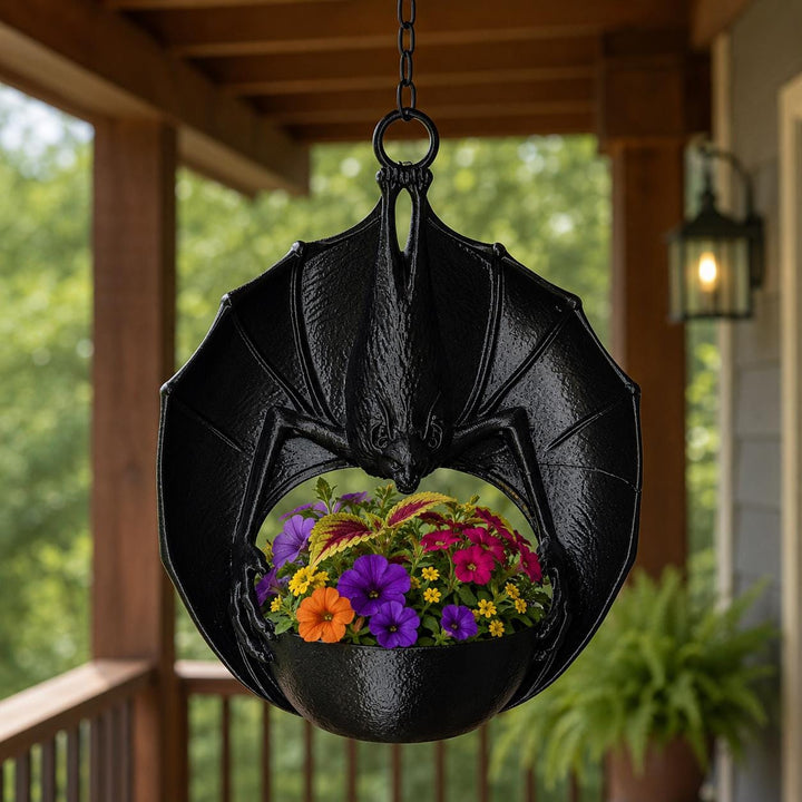 Hanging Bat Planter, Gothic Halloween 3D Printed Bat Flower Pot, Indoor & Outdoor Plant Hanger, Spooky Home Decor, Creepy Dark Aesthetic