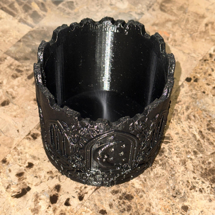 Gothic Cathedral Moon Planter, Black Crescent Moon Planter Vase, Gothic Floral Container, Witchy Home Decor, Halloween Centerpiece