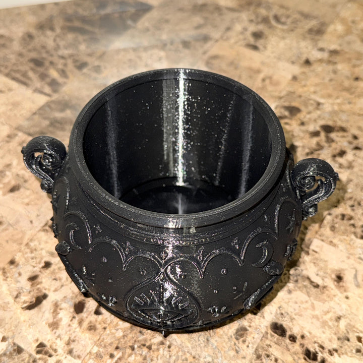 Gothic Cauldron Planter, Black Witchy Vase, All Seeing Eye Decor, Halloween Centerpiece, Occult Altar Bowl, Dark Home Accent