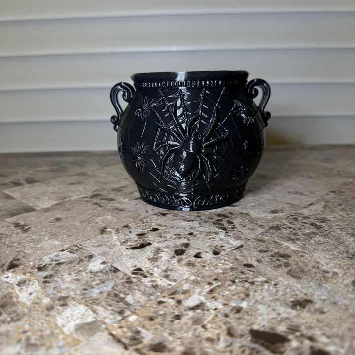 Gothic Spider Web Cauldron, Halloween Cauldron Decor, Black Spider Bowl, Witchy Home Accent, Spooky Gothic Centerpiece