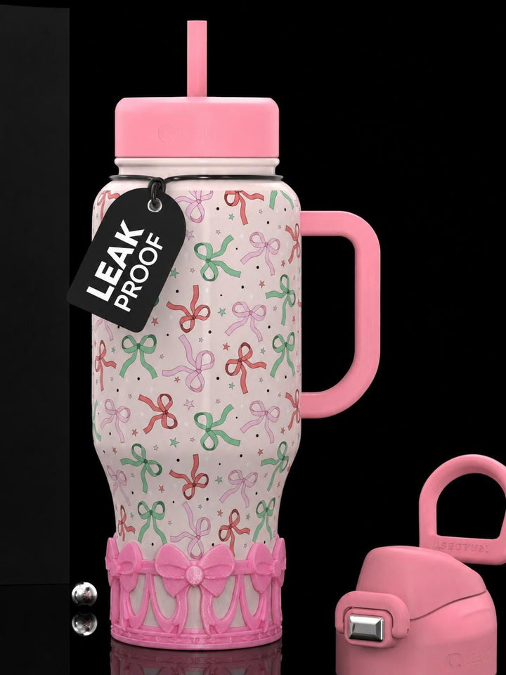 Pink Ribbon Bow Tumbler Boot, Protective Sleeve, Princess Bow, Fit's Stanley, Coldest and HydroJug, Tumbler Accessories, HOT SELLER