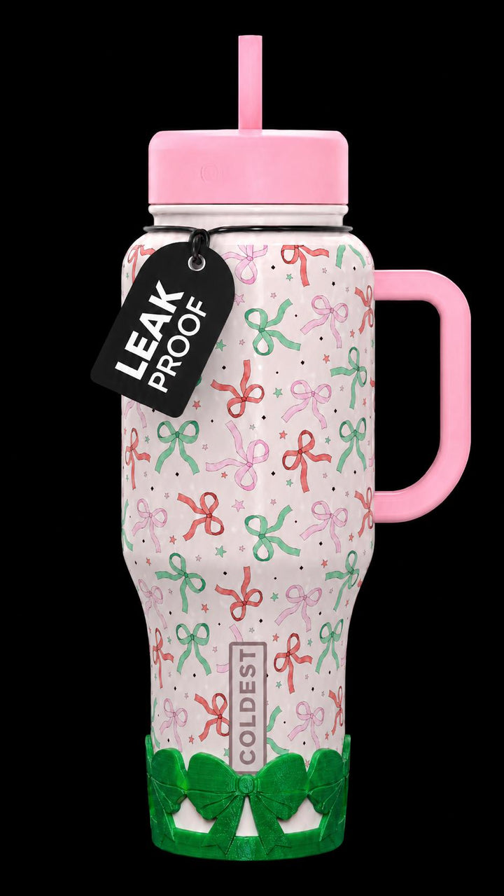Pink Ribbon Bow Tumbler Boot, Protective Sleeve, Princess Bow, Fit's Stanley, Coldest and HydroJug, Tumbler Accessories, HOT SELLER